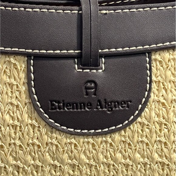 Etienne Aigner Women's Brown And Beige Woven Shoulder Bag and Wallet 2 Piece Set - Picture 7 of 16